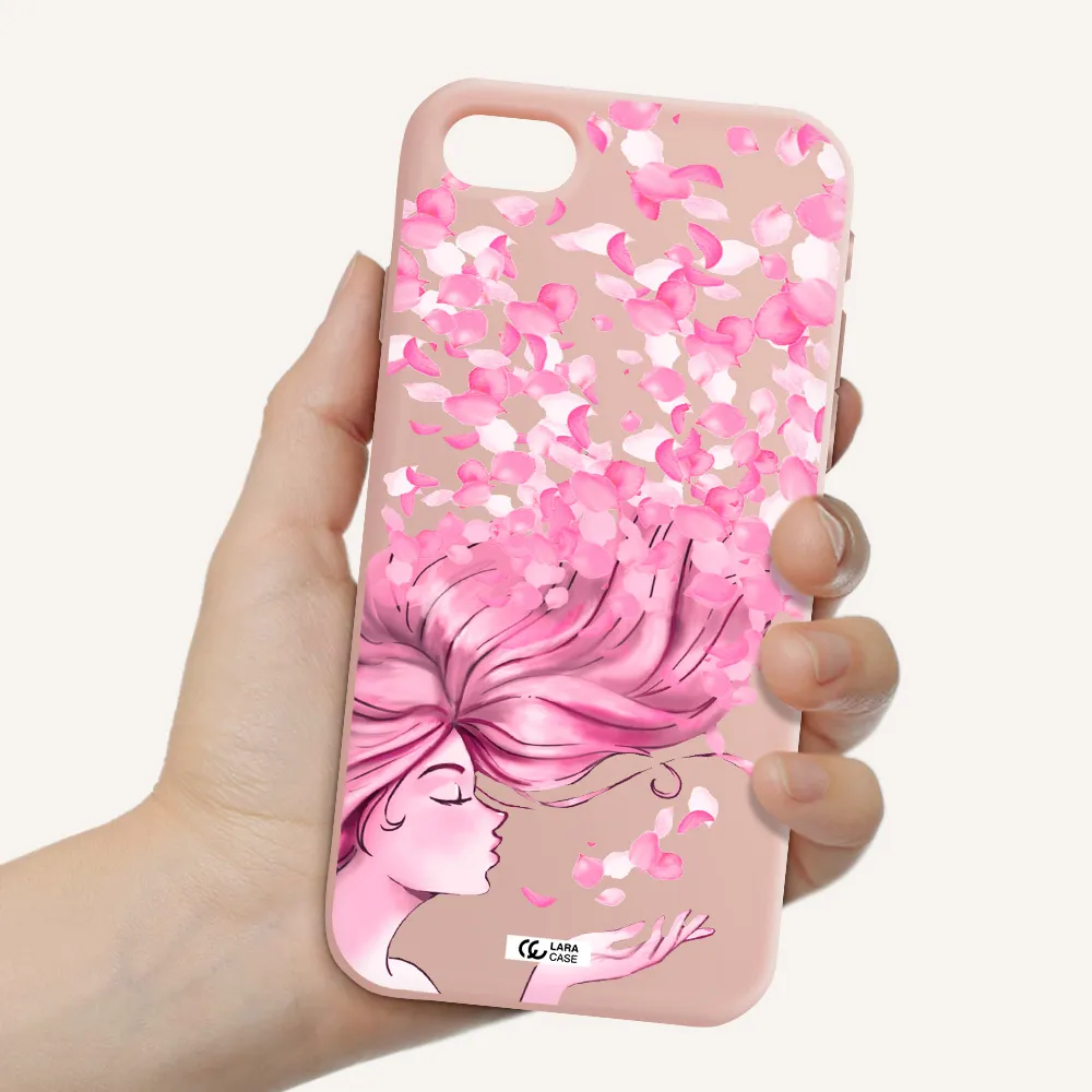 Sakura Leaves Hair Apple iPhone se 2020 Silicone pastel pink Case