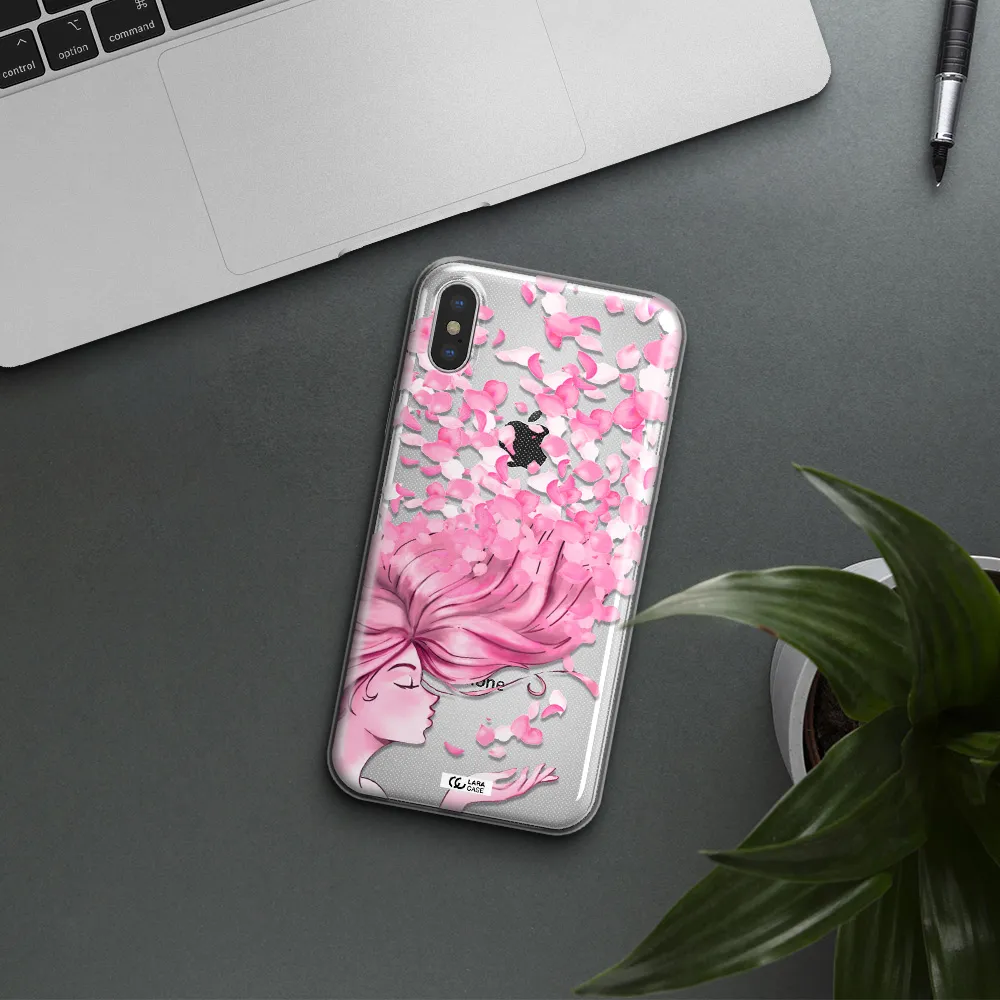 Sakura Leaves Hair Apple iPhone X Clear TPU Case
