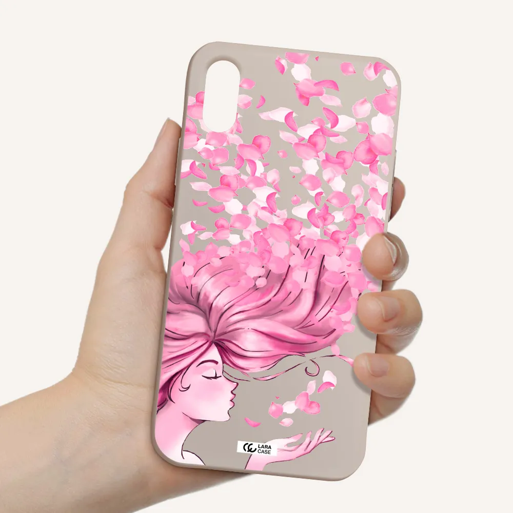 Sakura Leaves Hair Apple iPhone X Silicone Stone Case