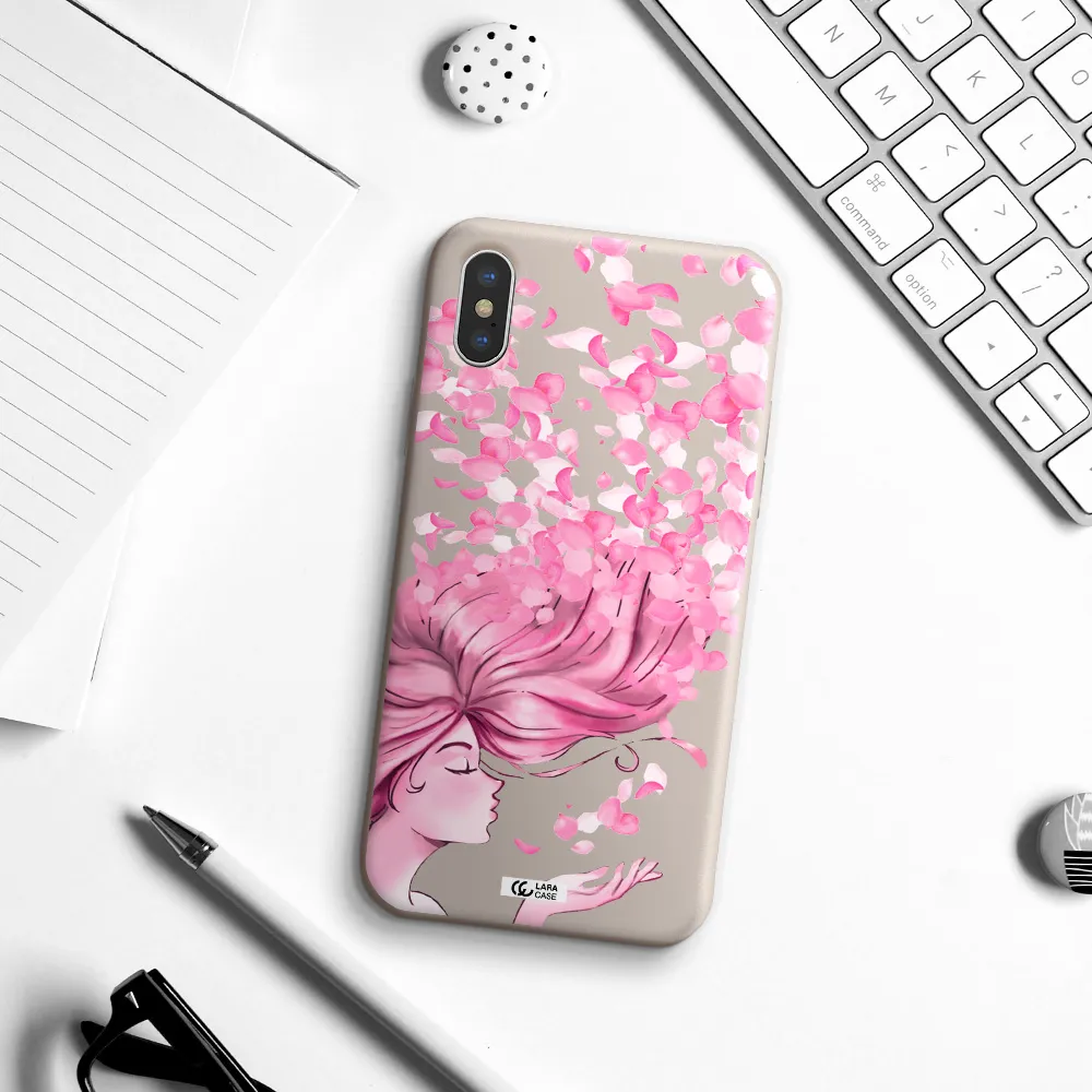Sakura Leaves Hair Apple iPhone X Silicone Stone Case