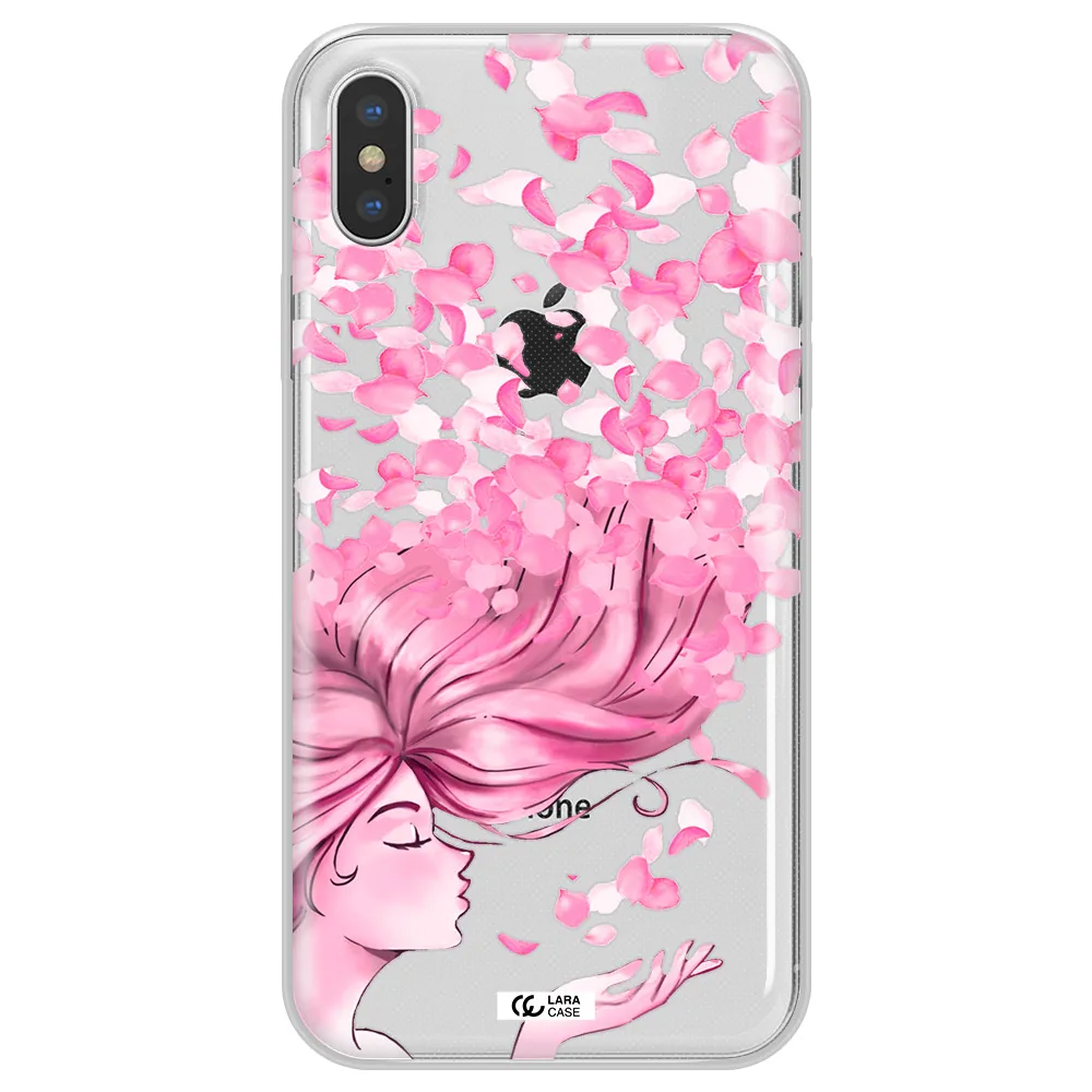 Sakura Leaves Hair Apple iPhone XS Clear TPU Case