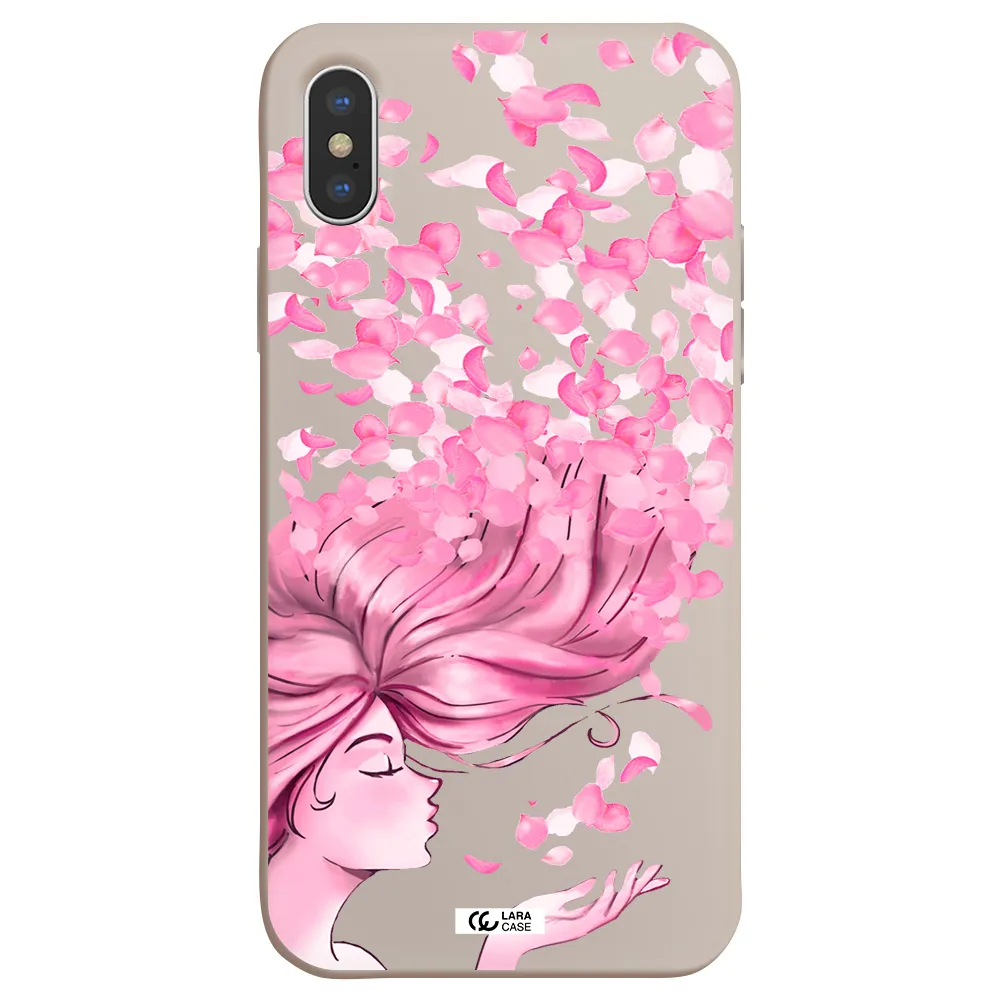 Sakura Leaves Hair Apple iPhone XS Silicone Stone Case