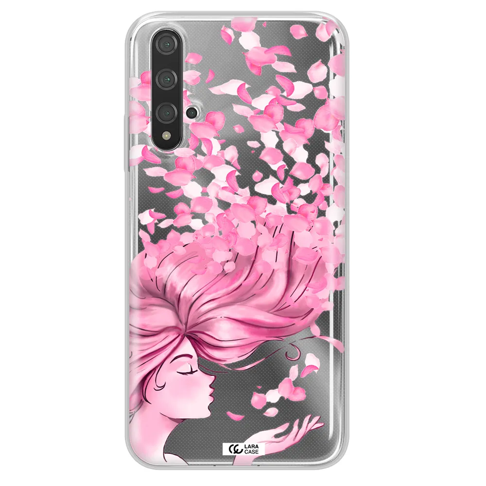 Sakura Leaves Hair Huawei Nova 5t Clear TPU Case