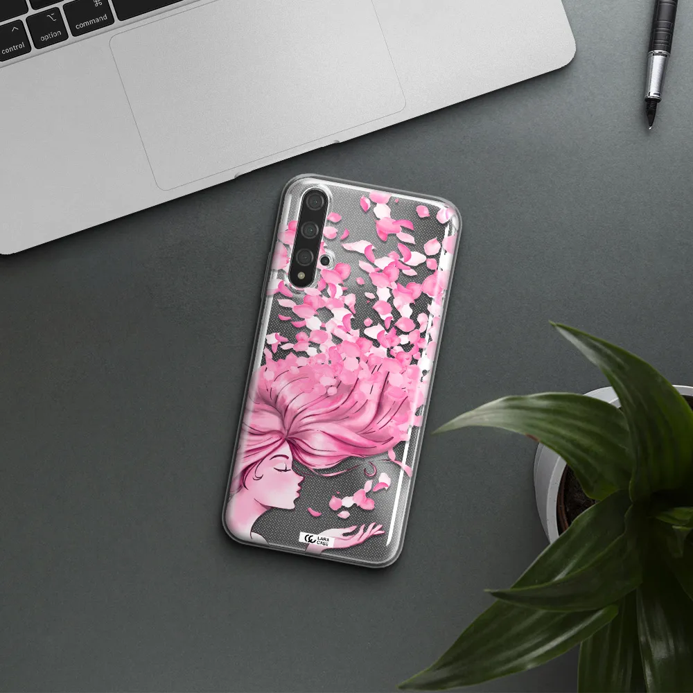 Sakura Leaves Hair Huawei Nova 5t Clear TPU Case