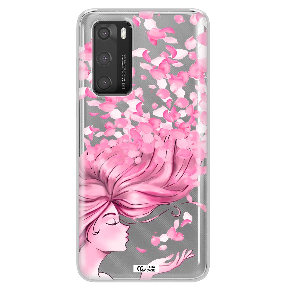 Sakura Leaves Hair Huawei P40 Clear TPU Case