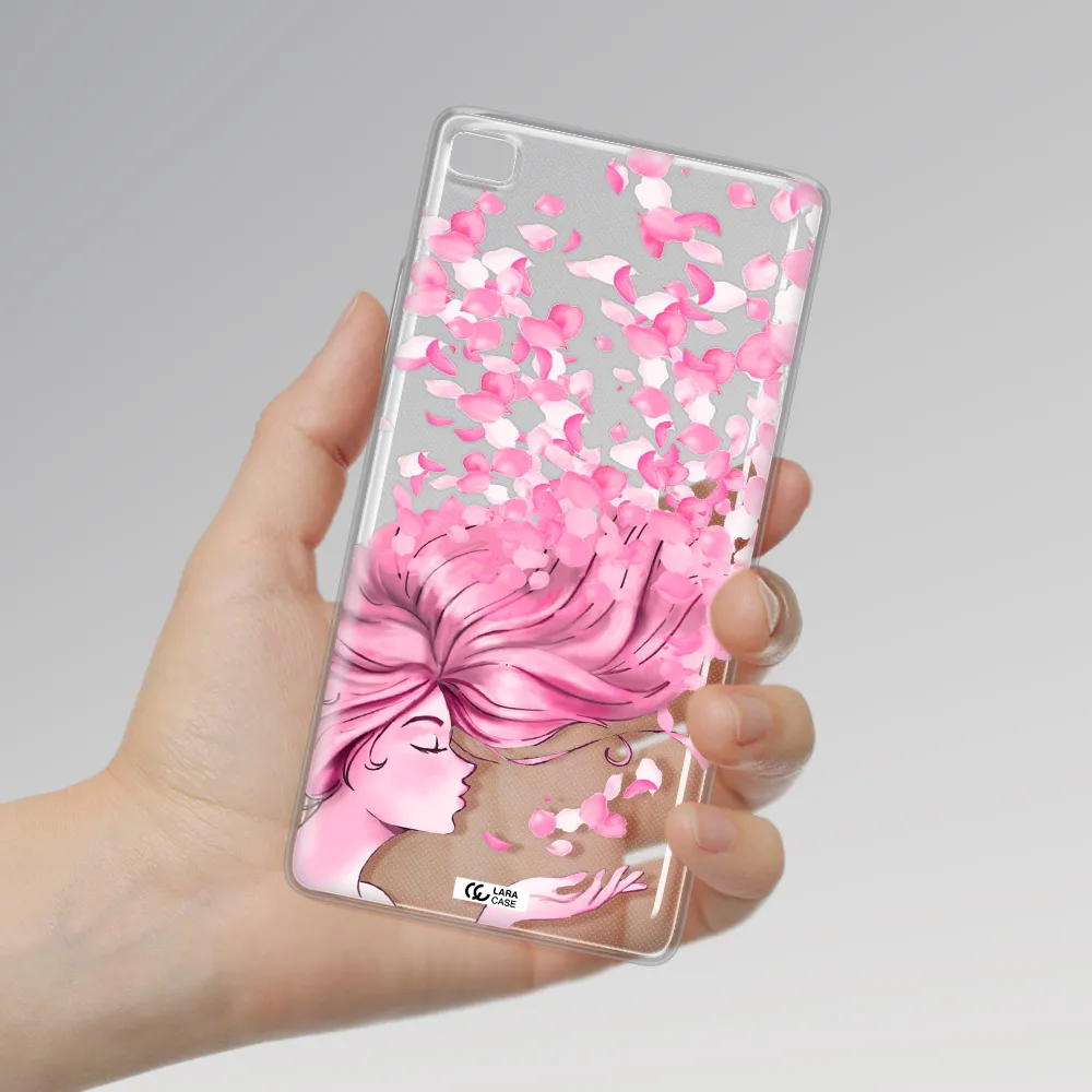 Sakura Leaves Hair Huawei P8 Clear TPU Case