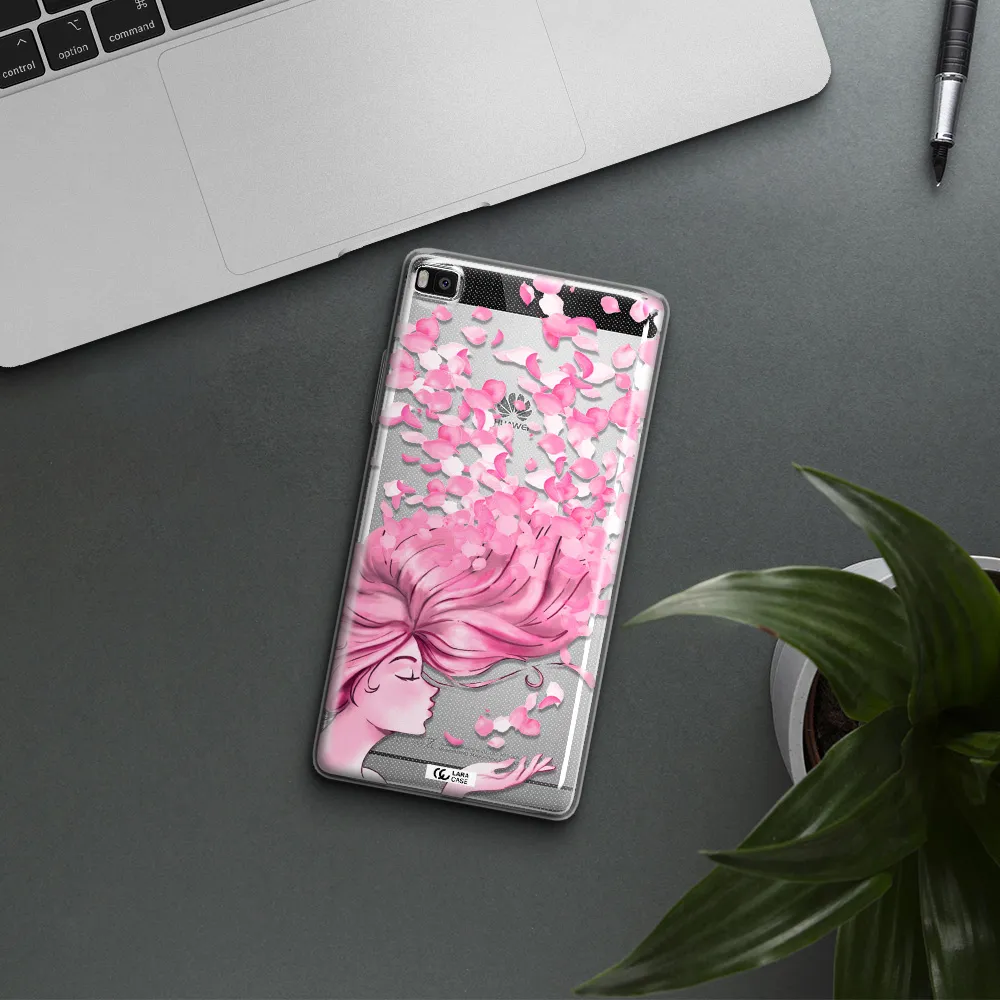 Sakura Leaves Hair Huawei P8 Clear TPU Case