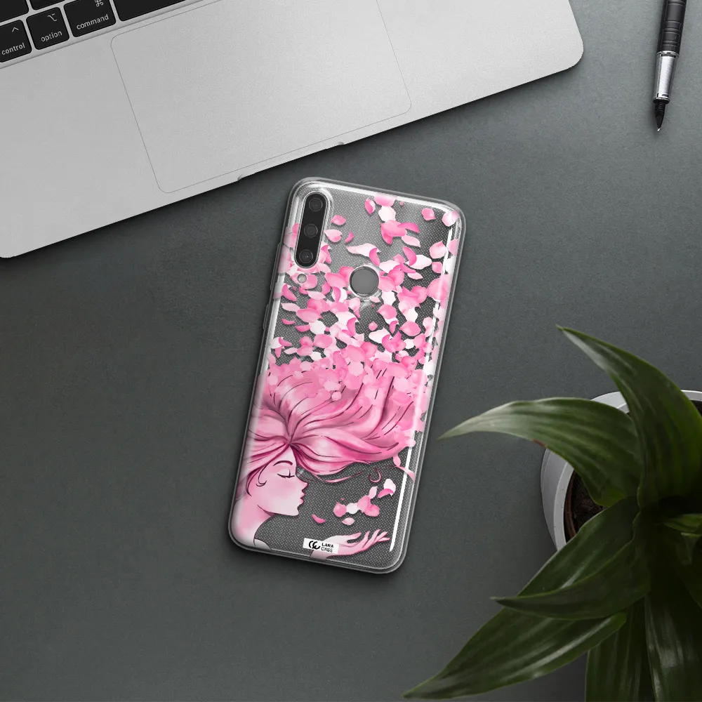 Sakura Leaves Hair Huawei Y6P Clear TPU Case