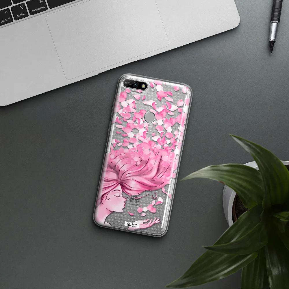 Sakura Leaves Hair Huawei Y7 2018 Clear TPU Case