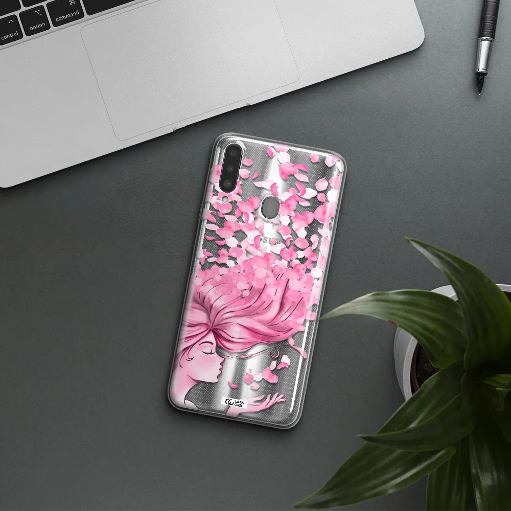 Sakura Leaves Hair Samsung A20S Clear TPU Case
