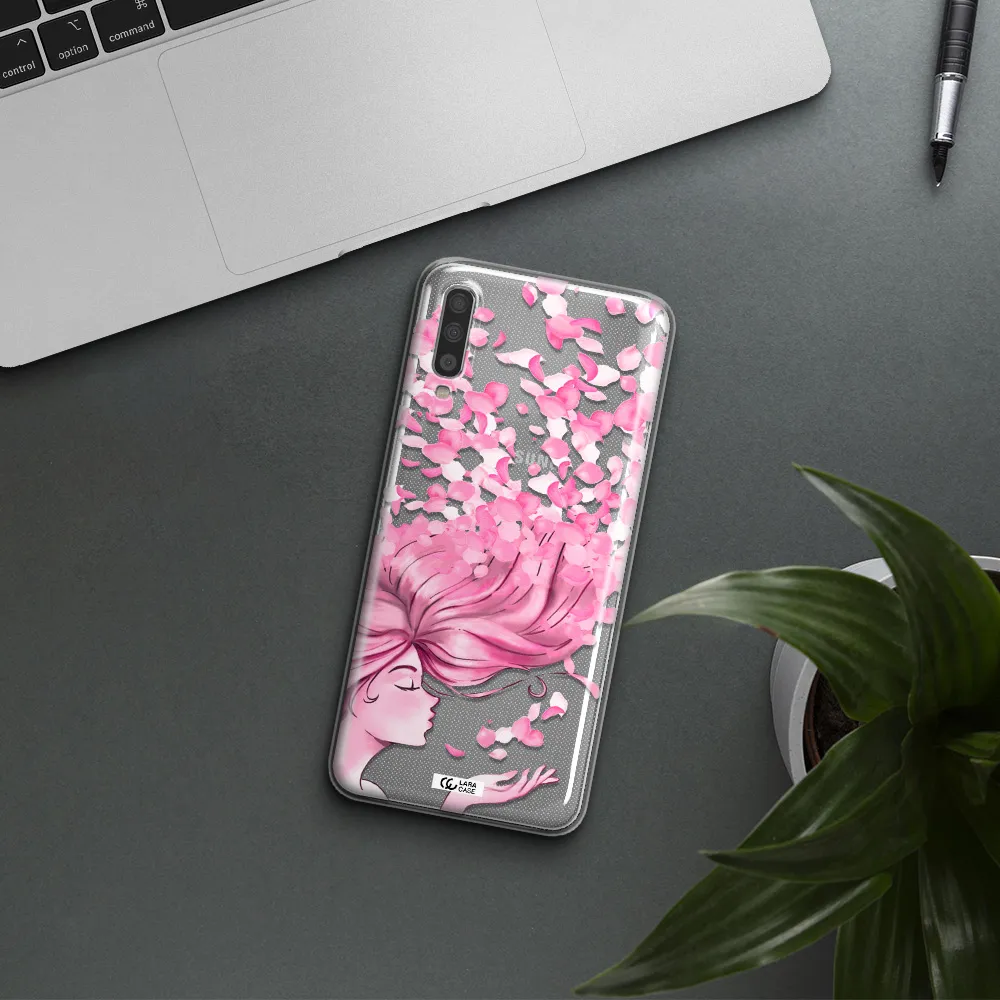 Sakura Leaves Hair Samsung A70 Clear TPU Case