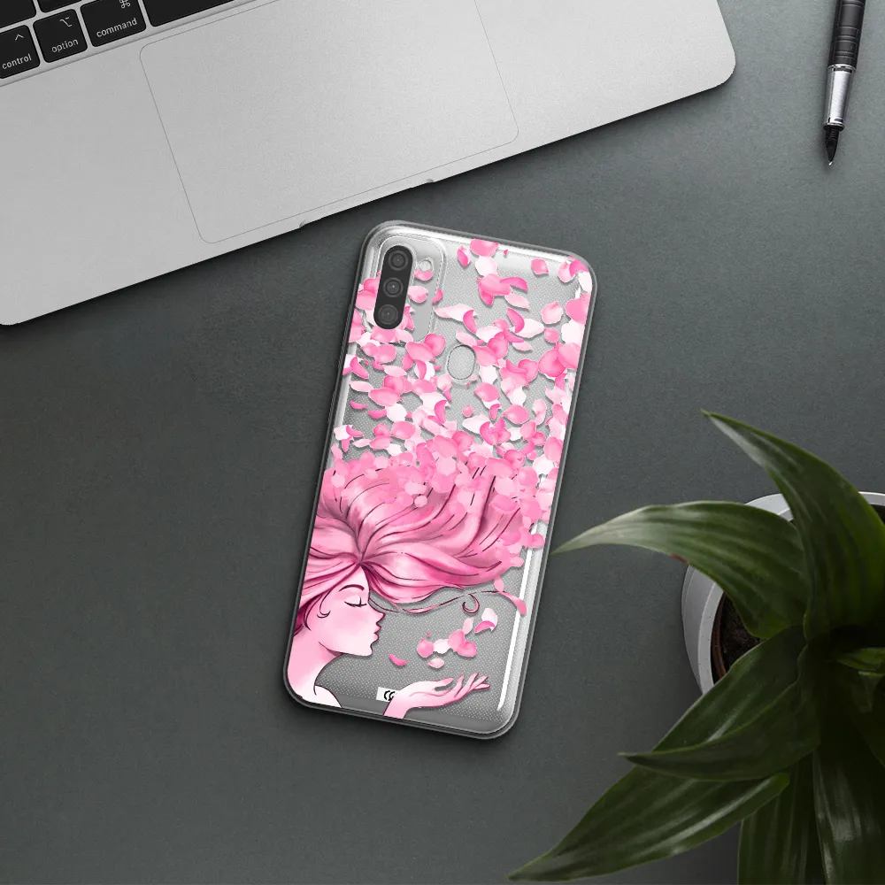 Sakura Leaves Hair Samsung M11 Clear TPU Case
