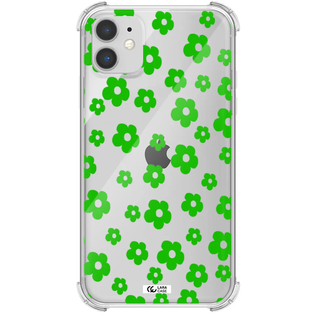 Five Petal Green Flower Apple iPhone 11 Clear PC Case