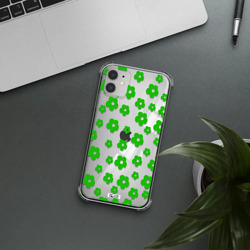 Five Petal Green Flower Apple iPhone 11 Clear PC Case