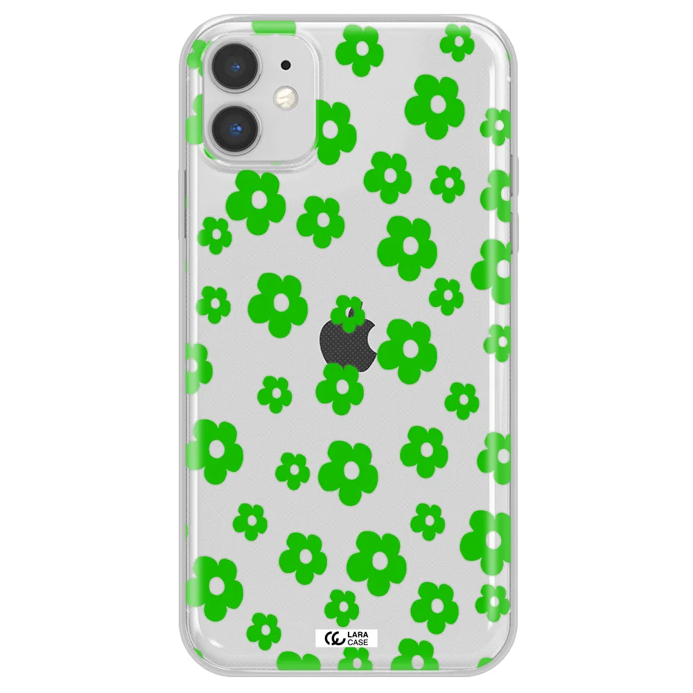 Five Petal Green Flower Apple iPhone 11 Clear TPU Case