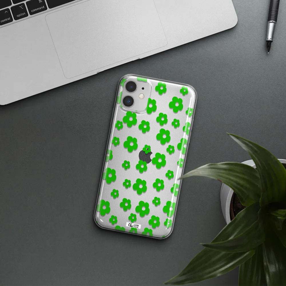 Five Petal Green Flower Apple iPhone 11 Clear TPU Case