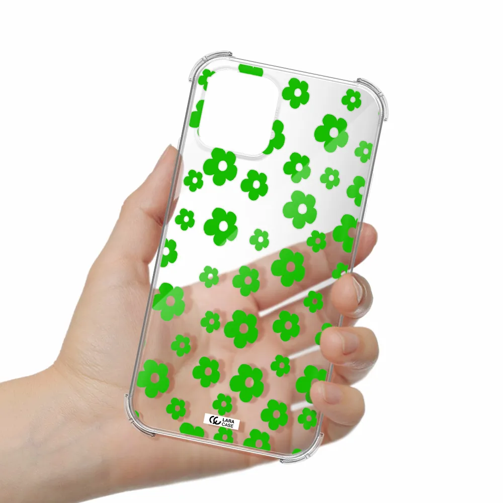 Five Petal Green Flower Apple iPhone 11 pro max Clear PC Case