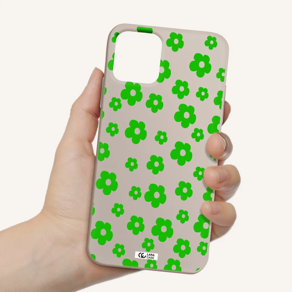 Five Petal Green Flower Apple iPhone 11 pro max Silicone Stone Case