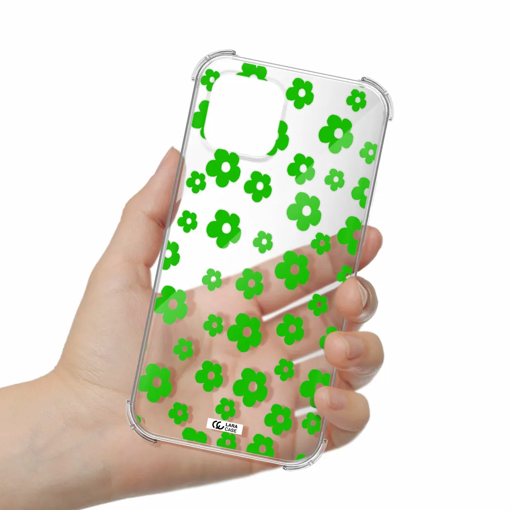 Five Petal Green Flower Apple iPhone 12 mini Clear PC Case