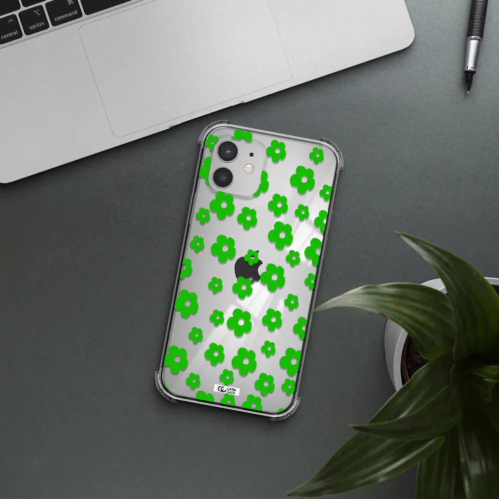 Five Petal Green Flower Apple iPhone 12 mini Clear PC Case