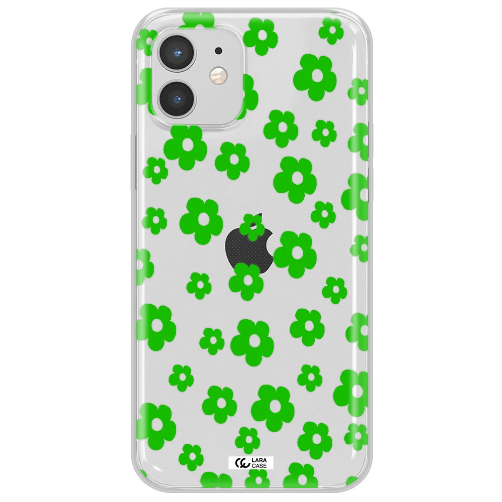 Five Petal Green Flower Apple iPhone 12 mini Clear TPU Case