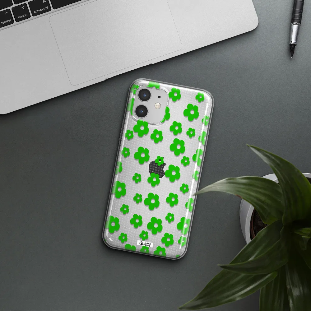 Five Petal Green Flower Apple iPhone 12 mini Clear TPU Case