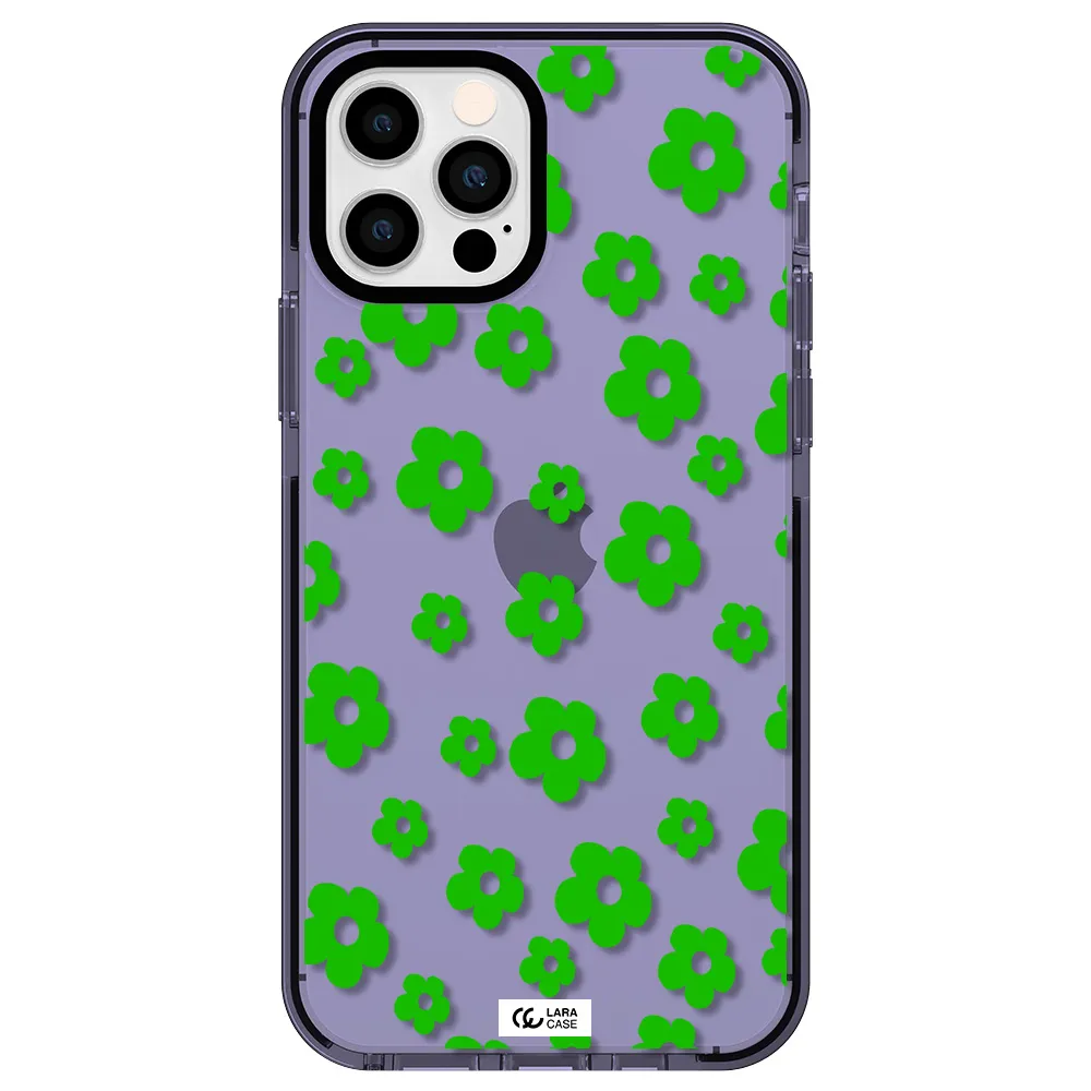 Five Petal Green Flower Apple iPhone 12 pro impact Lilac Case