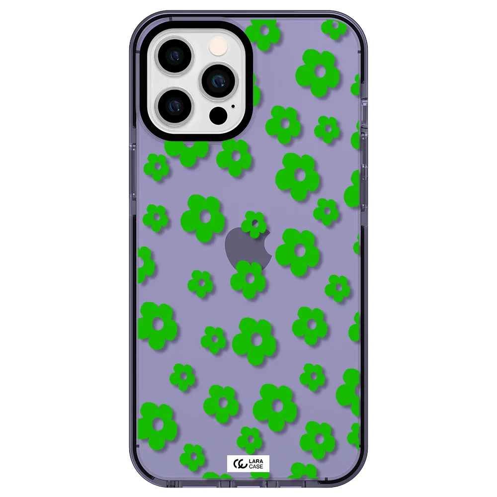 Five Petal Green Flower Apple iPhone 12 pro max impact Lilac Case