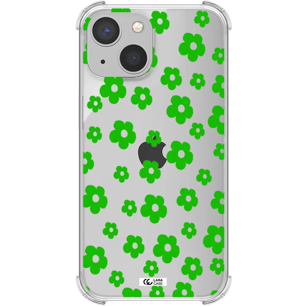 Five Petal Green Flower Apple iPhone 13 Clear PC Case