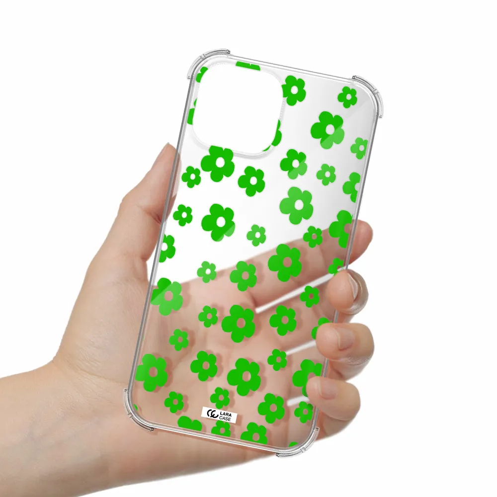 Five Petal Green Flower Apple iPhone 13 Clear PC Case