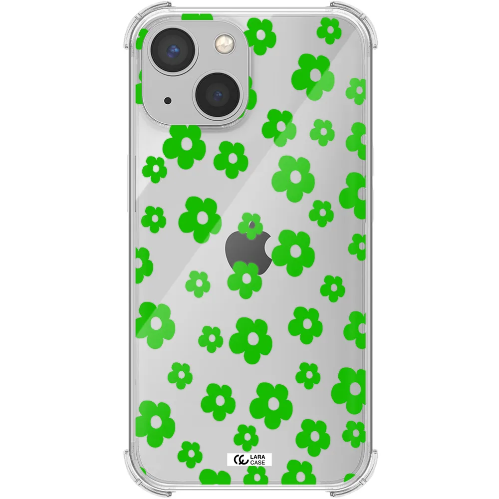 Five Petal Green Flower Apple iPhone 13 mini Clear PC Case