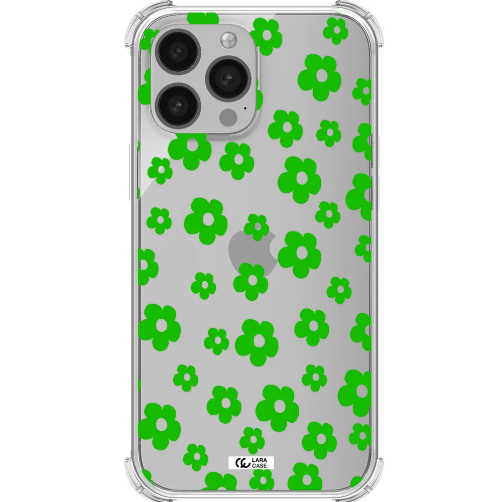 Five Petal Green Flower Apple iPhone 13 Pro Clear PC Case