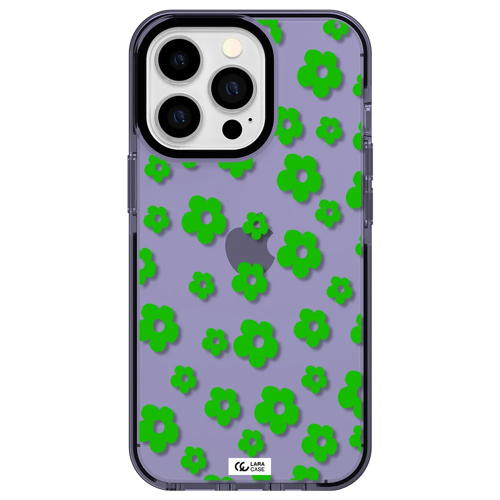 Five Petal Green Flower Apple iPhone 13 Pro impact Lilac Case