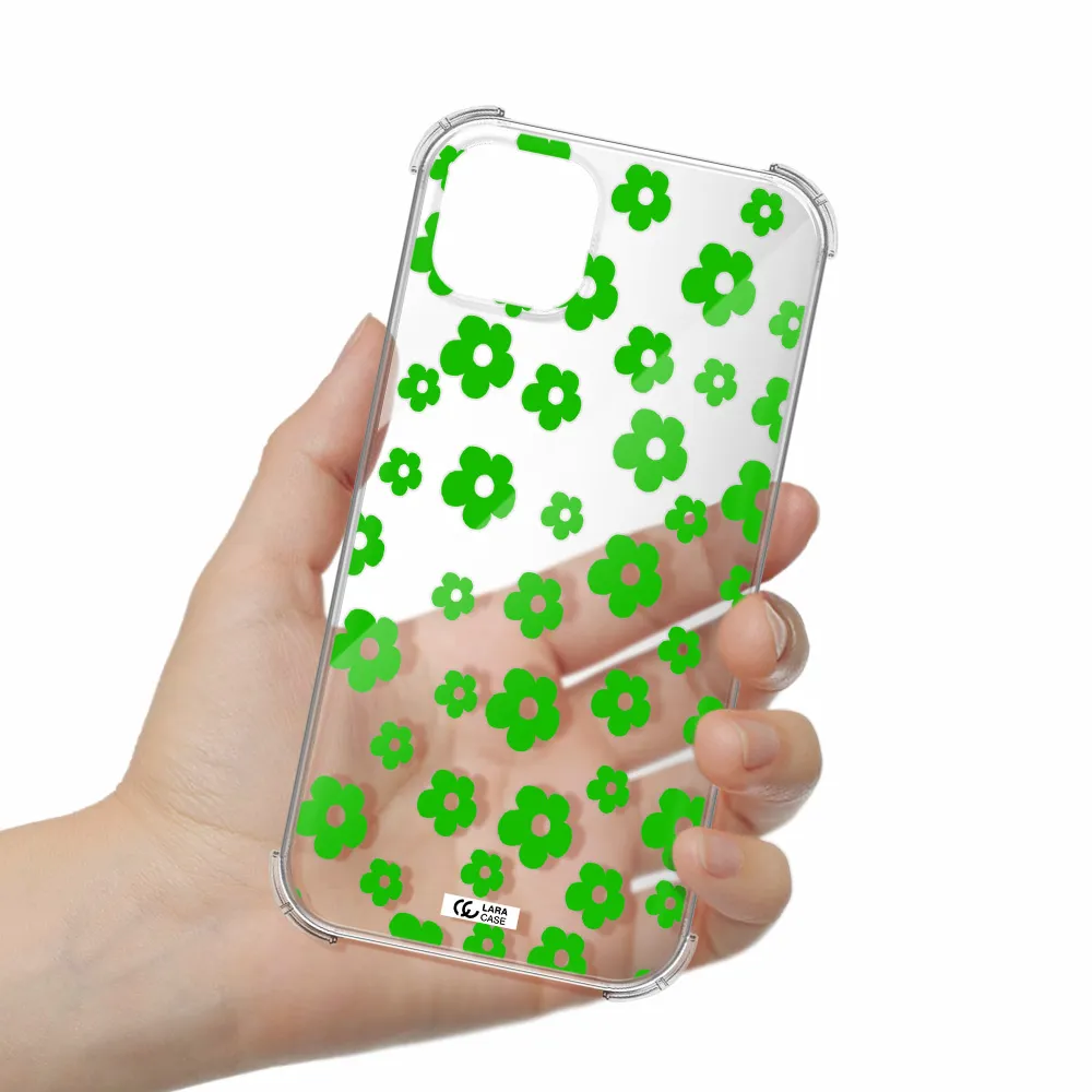 Five Petal Green Flower Apple iPhone 14 Clear PC Case