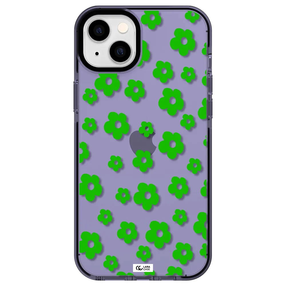 Five Petal Green Flower Apple iPhone 14 plus impact Lilac Case