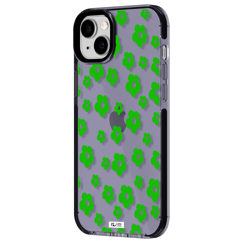 Five Petal Green Flower Apple iPhone 14 plus impact Lilac Case