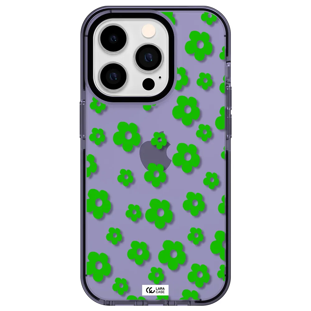 Five Petal Green Flower Apple iPhone 14 pro impact Lilac Case