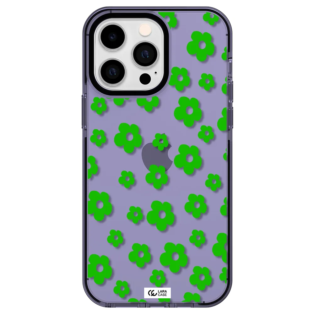 Five Petal Green Flower Apple iPhone 14 pro max impact Lilac Case