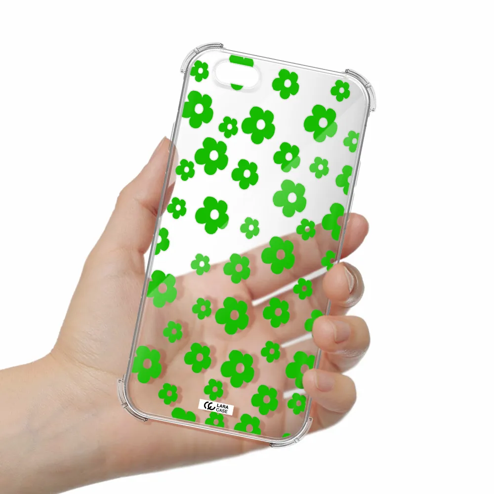 Five Petal Green Flower Apple iPhone 6 Clear PC Case