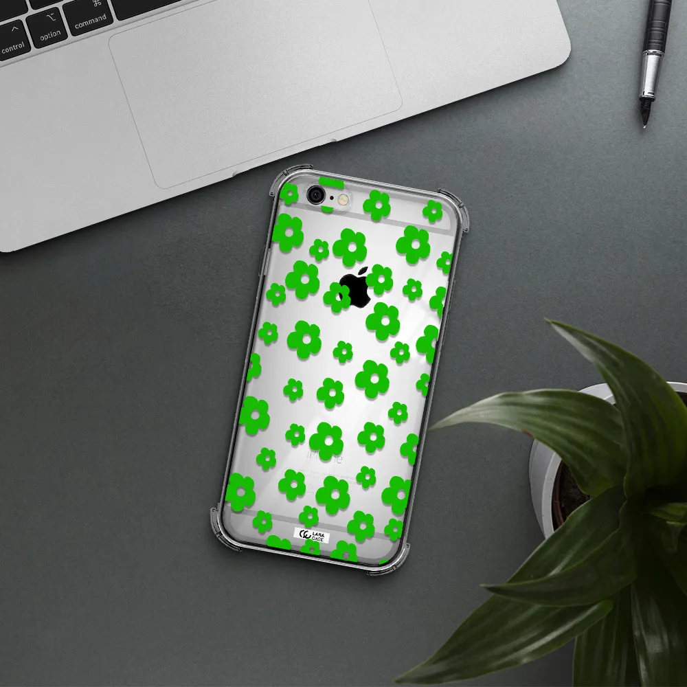Five Petal Green Flower Apple iPhone 6 Clear PC Case