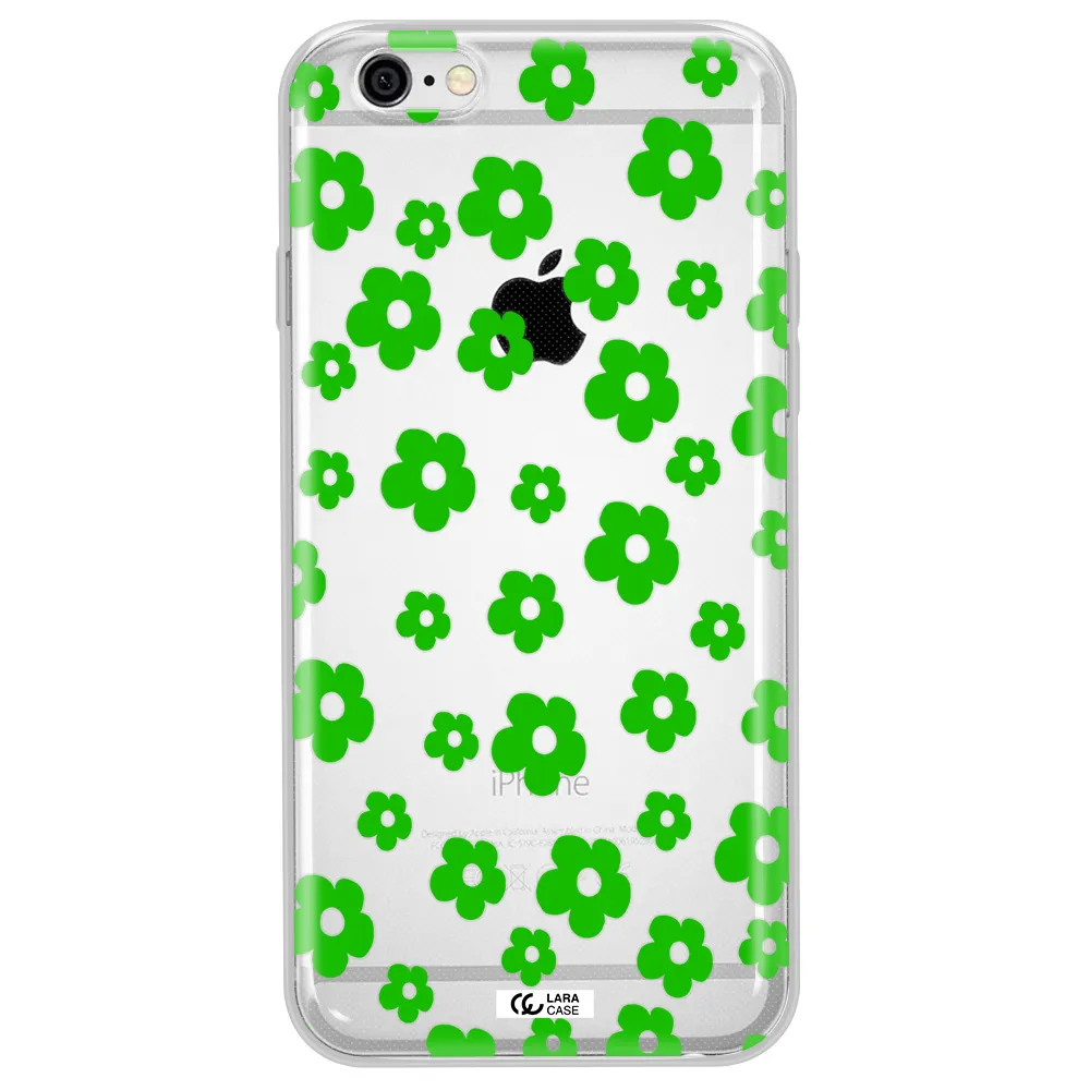 Five Petal Green Flower Apple iPhone 6 Clear TPU Case