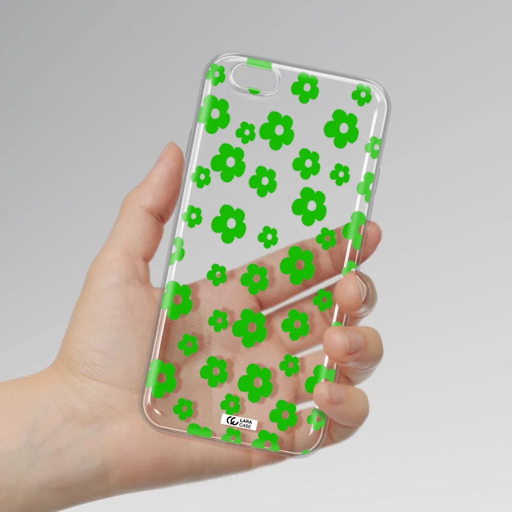 Five Petal Green Flower Apple iPhone 6 Clear TPU Case