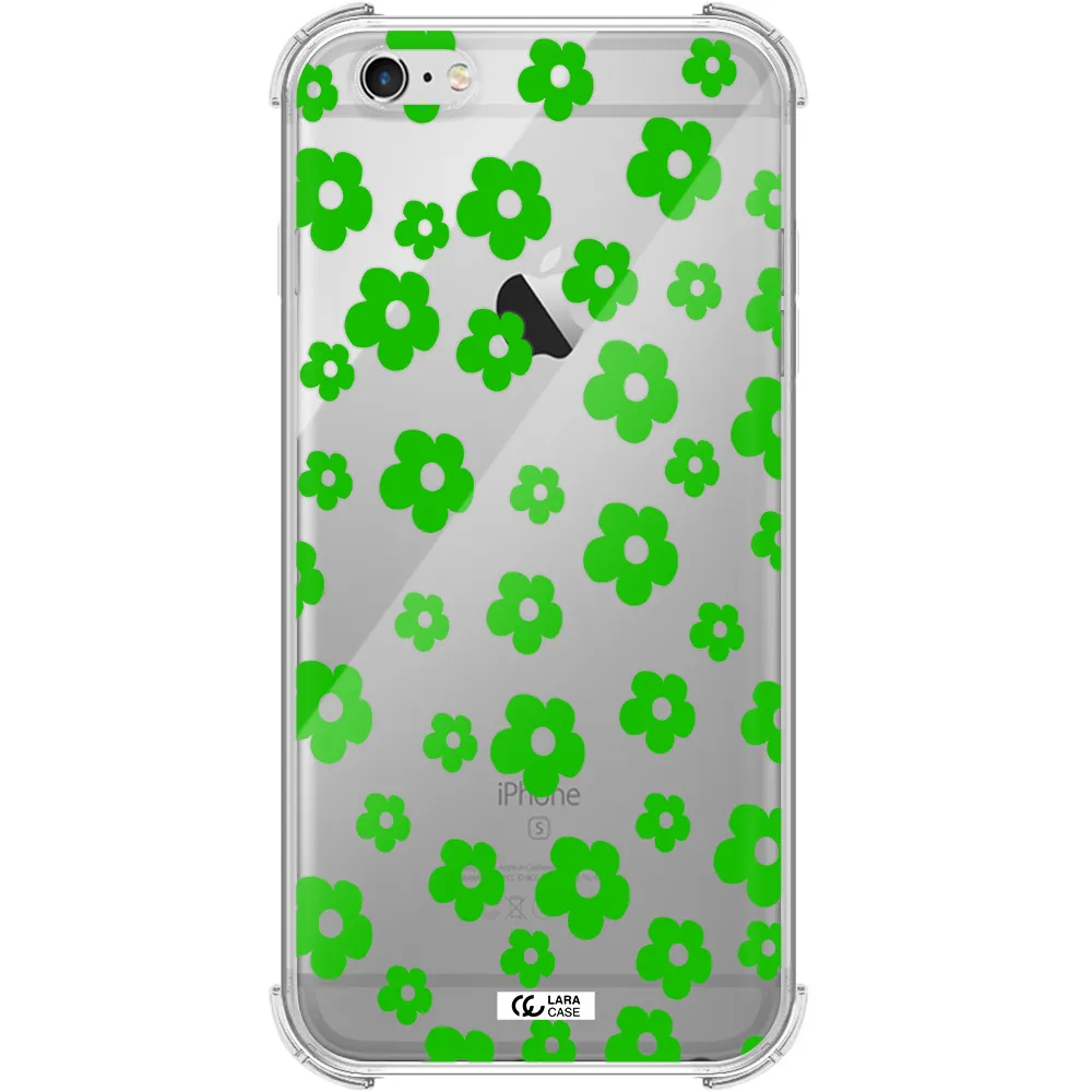 Five Petal Green Flower Apple iPhone 6 plus Clear PC Case