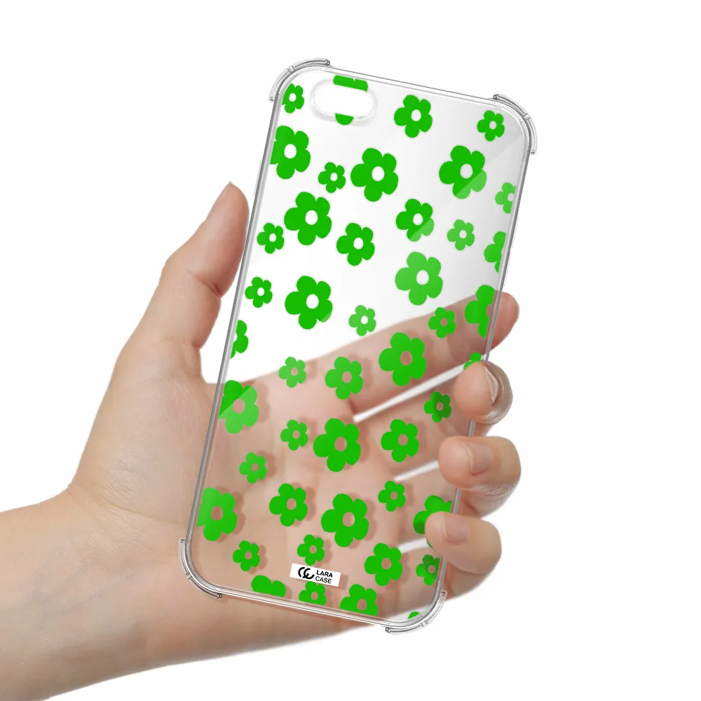 Five Petal Green Flower Apple iPhone 6 plus Clear PC Case