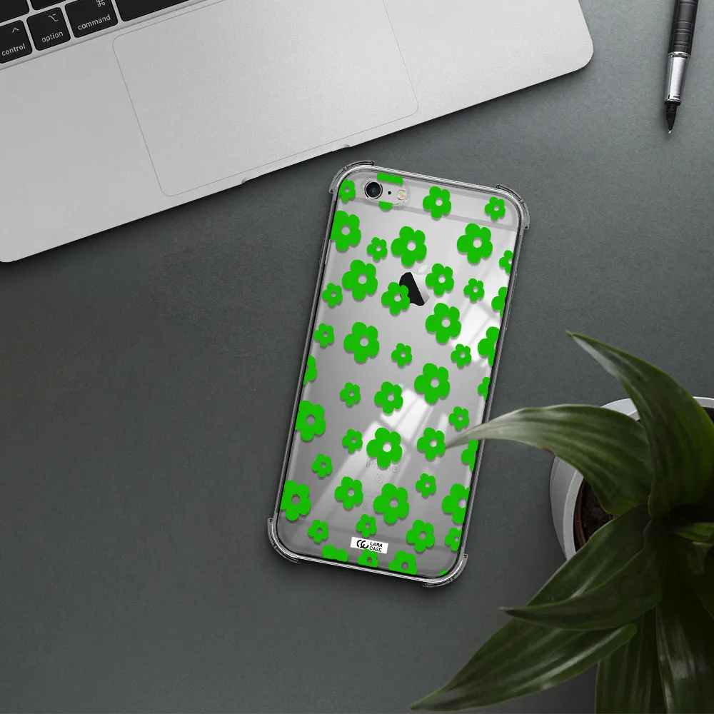 Five Petal Green Flower Apple iPhone 6 plus Clear PC Case