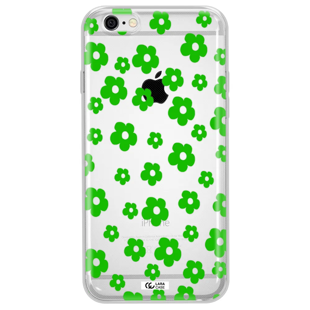 Five Petal Green Flower Apple iPhone 6 plus Clear TPU Case