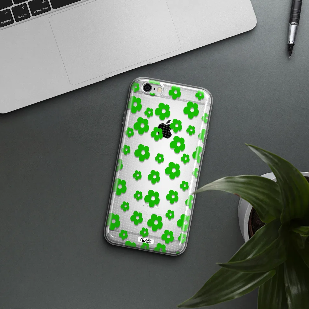 Five Petal Green Flower Apple iPhone 6 plus Clear TPU Case
