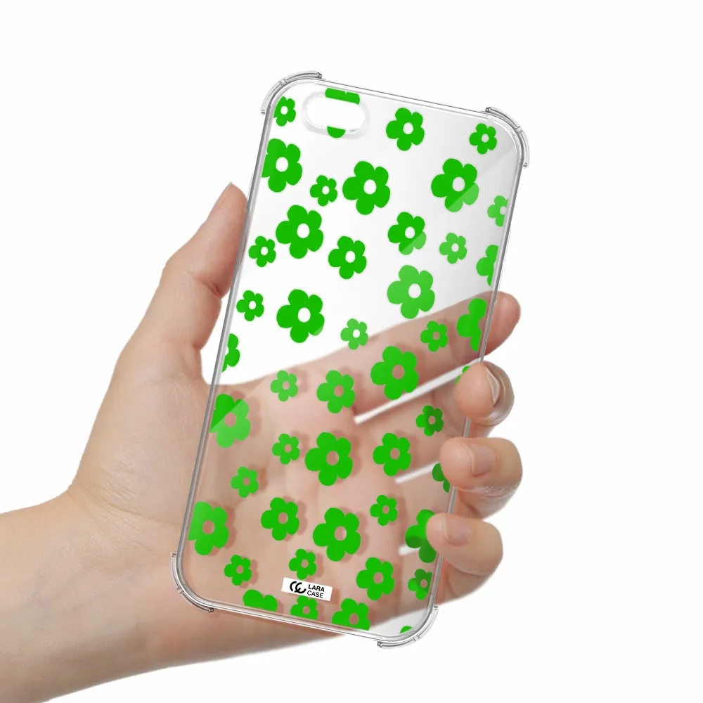 Five Petal Green Flower Apple iPhone 6 s plus Clear PC Case