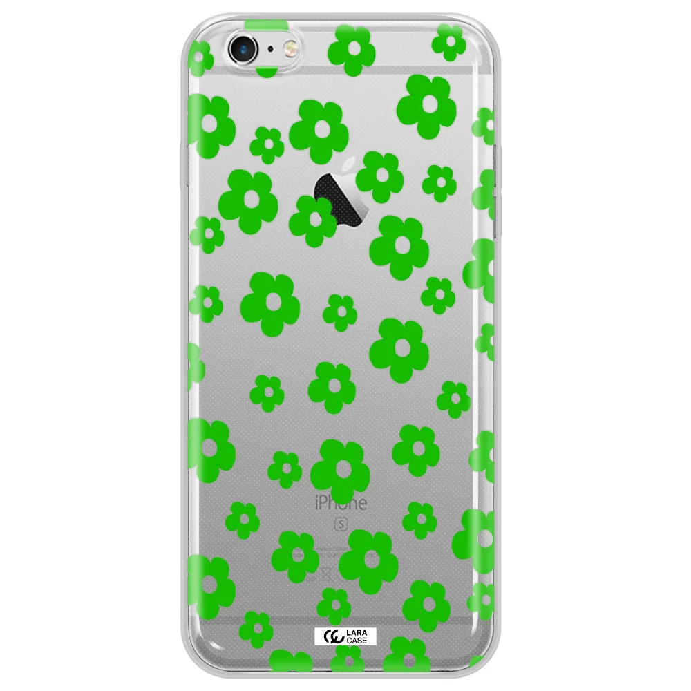 Five Petal Green Flower Apple iPhone 6 s plus Clear TPU Case