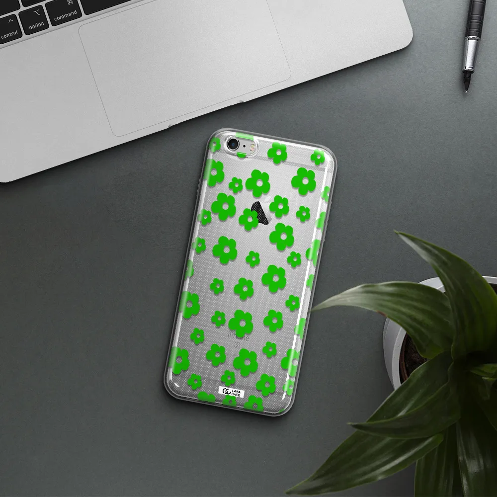 Five Petal Green Flower Apple iPhone 6 s plus Clear TPU Case